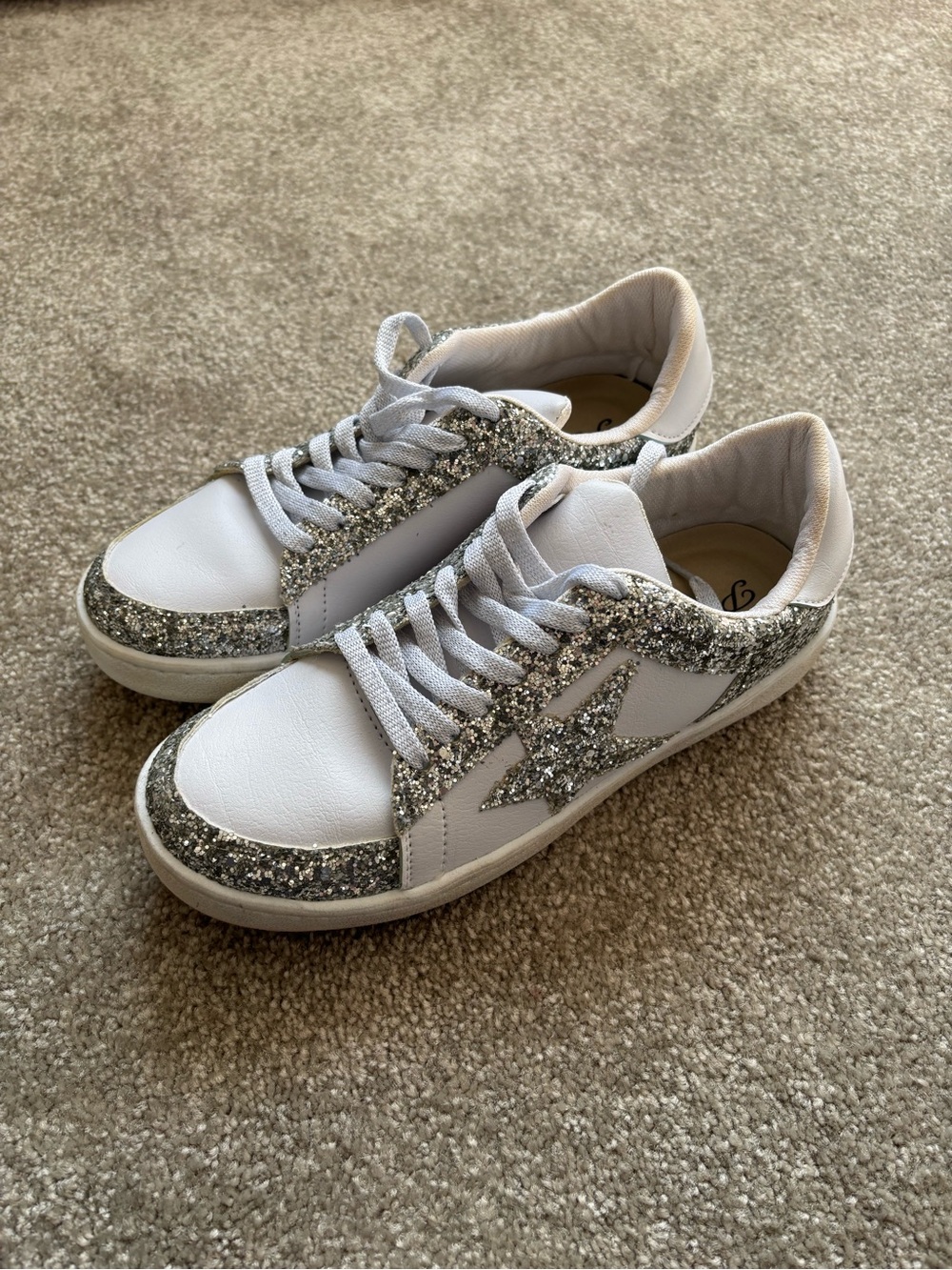 Pink Lily White Sneakers with Silver Glitter Star